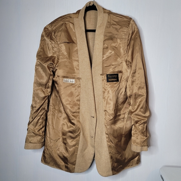 Barrister Sport Coat Mens Tan 100% Camel Hair Wood Buttons Blazer Jacket Vintage - Picture 7 of 16